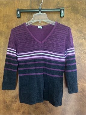 Vintage 2000’s Tangents Lightweight Striped Three Quarter Sleeve Sweater